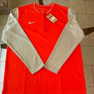 NWT nike dri-fit 1/4 zip fleece Orange and gray